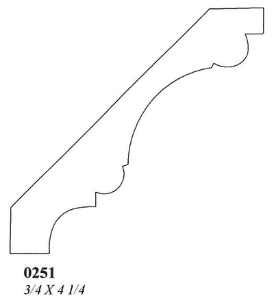 4" Custom Hardwood Crown
Profile: 0251
3/4 X 4 1/4