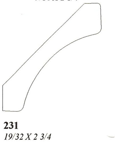 2" Custom Hardwood Crown
Profile: 231
19/32 X 2 3/4